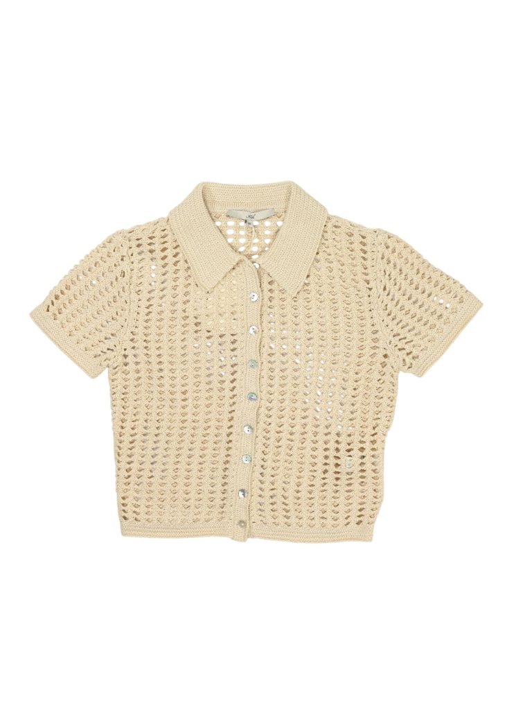 Kith Rhea Knit Polo Top In Veil